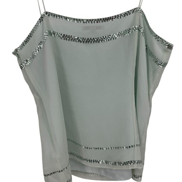 Banana Republic Green Sequin Camisole Top Mint Green Coquette bow design Size XL - Picture 6 of 6